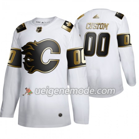 Herren Eishockey Calgary Flames Trikot Custom Adidas 2019-2020 Golden Edition Weiß Authentic